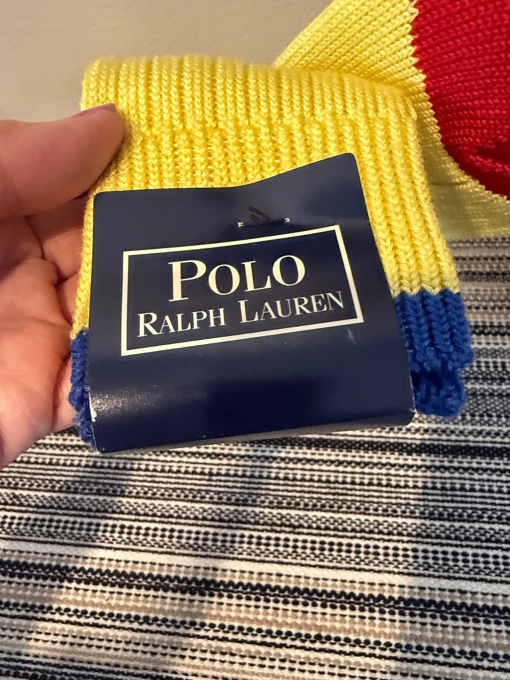 Vintage Polo Ralph Lauren Colorblock Socks Yellow Red Blue‎ Made in Japan NOS